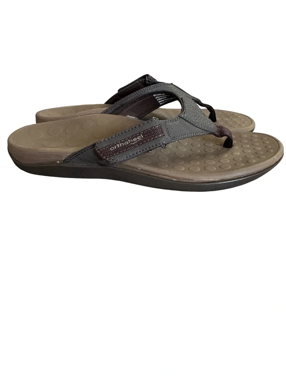 Vionic/orthaheel tide Ryder Brown Leather-Trim Sandals men’s size 10